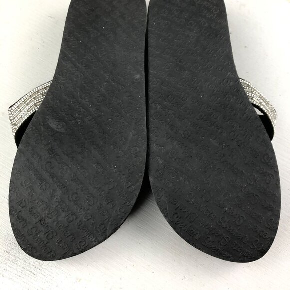 Skechers Women's Size 9 Vinyasa Black Silver Platform Rhinestone Sandals 31618 - Picture 11 of 14